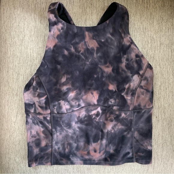 Lululemon Key To Balance Diamond Dye Gray & Pink Cross Back Tank Top Size 4 - Picture 1 of 7